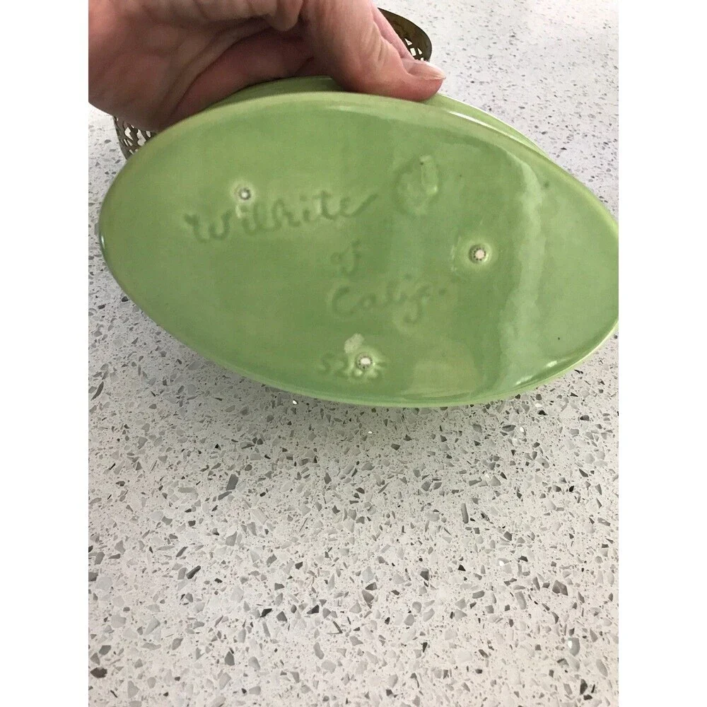 Antique Wilhite Of Calif 5205 Oval Dish With Metal Stand